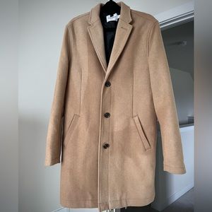 TOPMAN CAMEL WOOL BLEND OVERCOAT